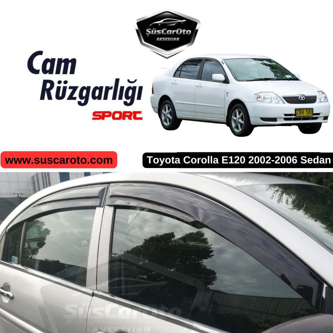 Toyota Corolla E120 2002-2006 Compatible con Sedán Juego de deflectores de ventana Mugen Negro Piano 4 piezas Importado
