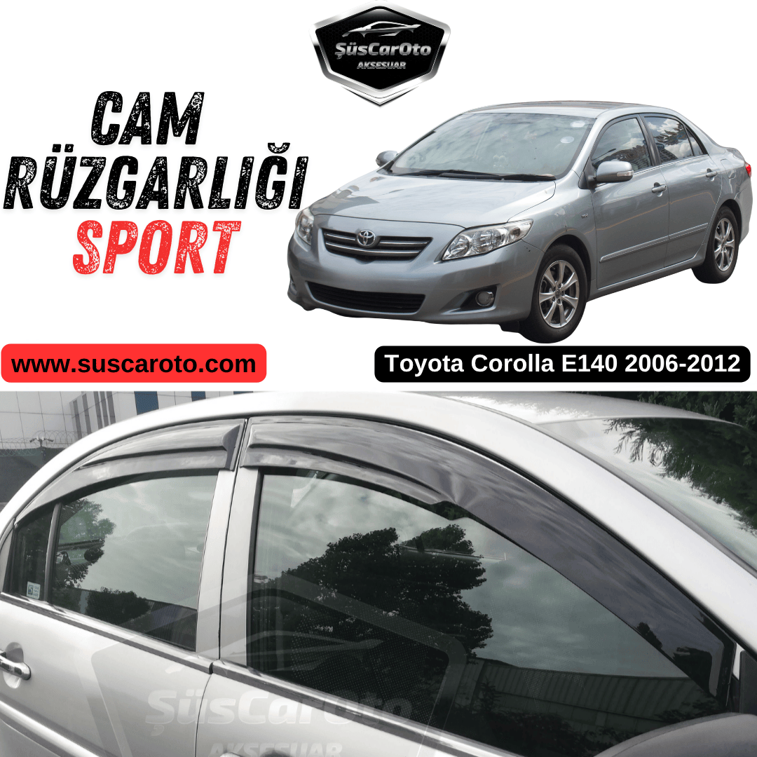 Juego de deflectores de ventanilla Mugen compatibles con Toyota Corolla E140 2006-2012, negro piano, 4 unidades, negro brillante importado.