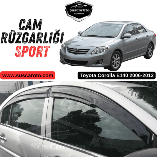 Juego de deflectores de ventanilla Mugen compatibles con Toyota Corolla E140 2006-2012, negro piano, 4 unidades, negro brillante importado.