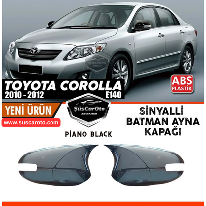 Toyota Corolla E140 FL Compatible con indicadores 2010-2012 Tapa de espejo Batman Bat Piano Black ABS Plástico Juego derecho e izquierdo