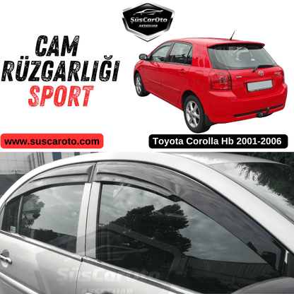 Deflectores de viento Mugen para Toyota Corolla Hb 2001-2006, juego de 4 piezas, negro piano, importado, negro brillante