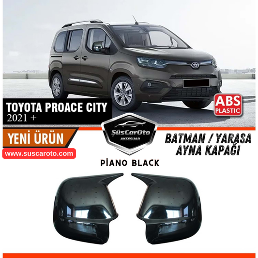 Cubierta de espejo retrovisor Batman Bat compatible con Toyota Proace City 2021 en adelante, plástico ABS negro piano, juego de izquierda y derecha.