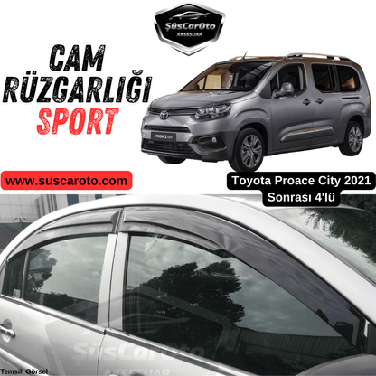 Juego de deflectores de viento para ventanillas Mugen, compatible con Toyota Proace City 2021 en adelante, negro piano, 4 piezas, importado, negro brillante