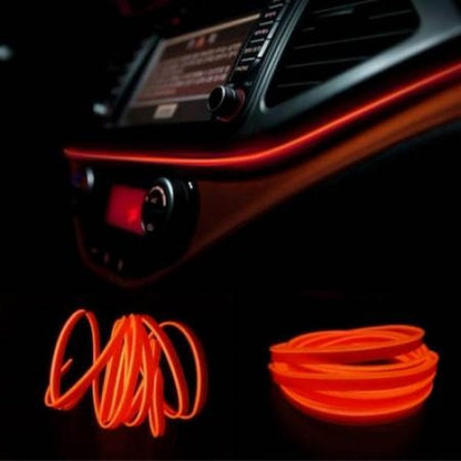 LED naranja neón para salpicadero de coche, 2 metros