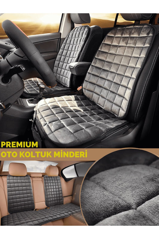 Conjunto de cojín ortopédico para coche con bolsillos y funda – Totalmente compatible, color antracita, diseño cómodo