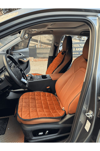 Juego de cojines y fundas ortopédicas para asientos de coche con bolsillos – Ajuste perfecto, marrón, diseño cómodo
