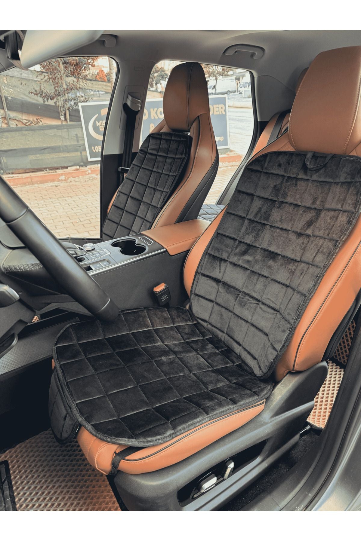 Juego de Cojín y Funda de Asiento de Coche Ortopédico con Bolsillos – Ajuste Perfecto, Color Negro, Diseño Cómodo