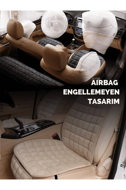 Juego de cojines y fundas de asiento ortopédicos con bolsillos para coche – Ajuste perfecto, color beige, diseño cómodo