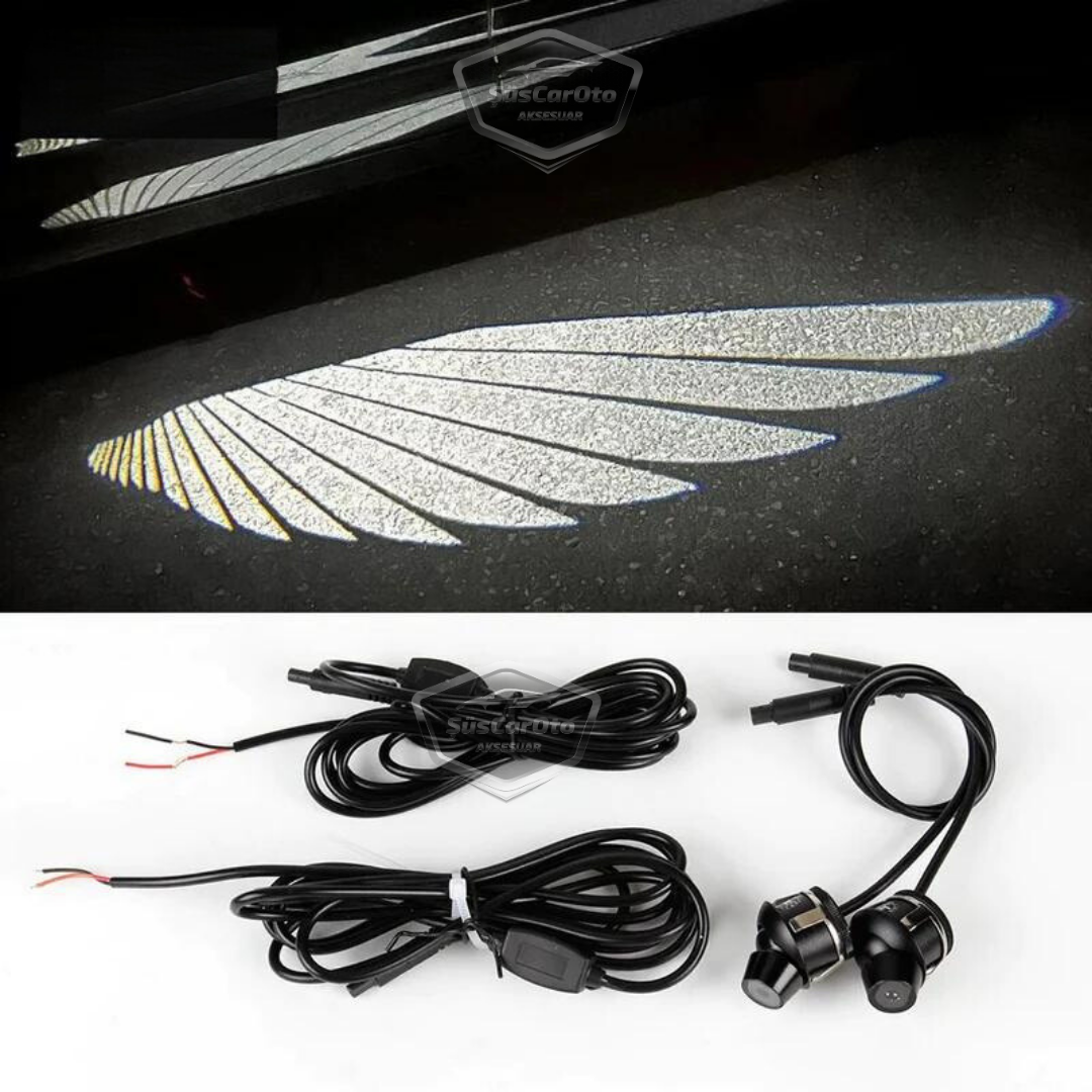 Luz de día LED universal para coche, espejo de coche, Angel LED, alas de ángel para coche, blanco, 12 voltios