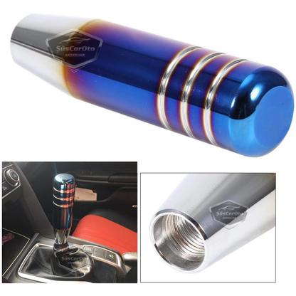 Pomo de palanca de cambios universal de 13 cm, aspecto deportivo metálico, con adaptador, color azul quemado, aleación de aluminio, manual de carreras