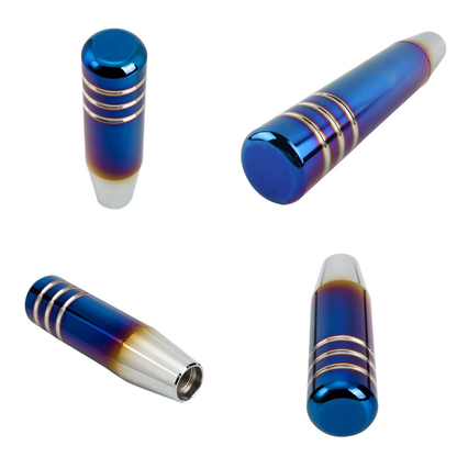 Pomo de palanca de cambios universal de 13 cm, aspecto deportivo metálico, con adaptador, color azul quemado, aleación de aluminio, manual de carreras