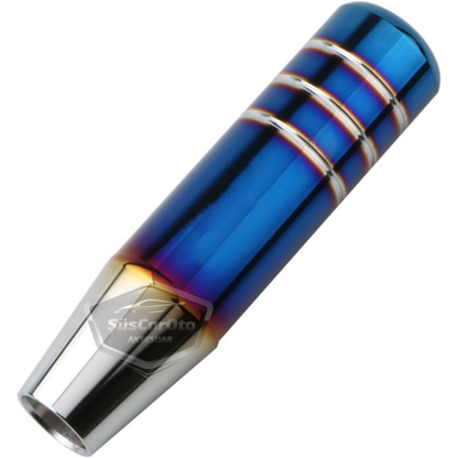 Pomo de palanca de cambios universal de 13 cm, aspecto deportivo metálico, con adaptador, color azul quemado, aleación de aluminio, manual de carreras