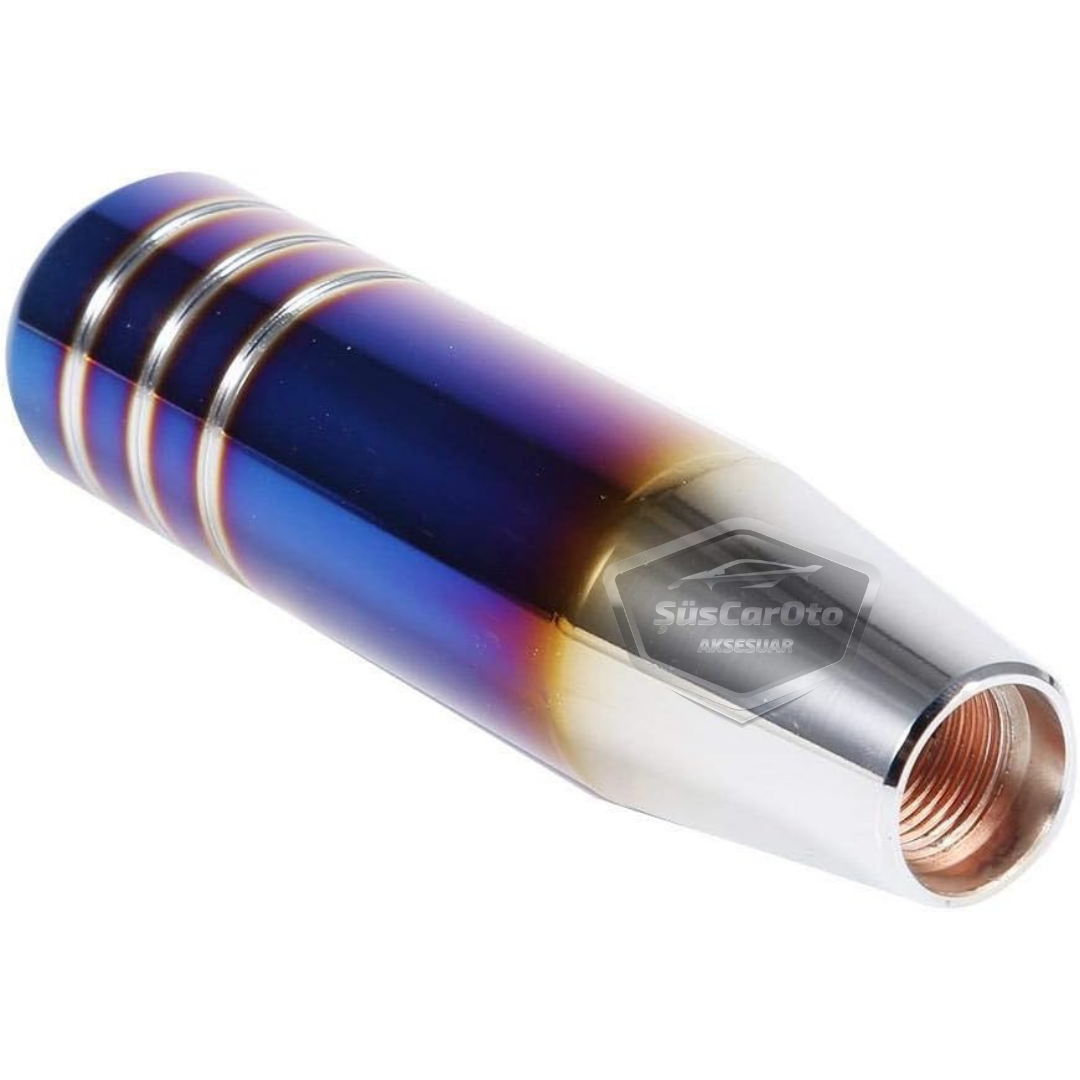Pomo de palanca de cambios universal de 13 cm, aspecto deportivo metálico, con adaptador, color azul quemado, aleación de aluminio, manual de carreras