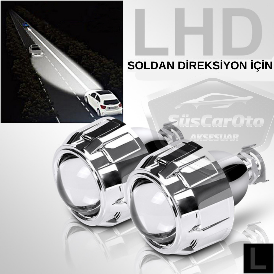 Universal 2.5'' Bi-xenon Faro Lente Proyector Corta y Larga Bixenon Lente Transparente Serie Profesional 2 Piezas Plata