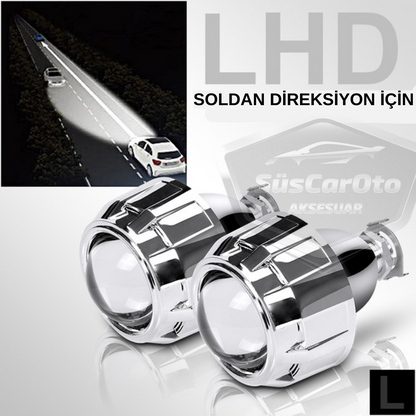 Universal 2.5'' Bi-xenon Faro Lente Proyector Corta y Larga Bixenon Lente Transparente Serie Profesional 2 Piezas Plata