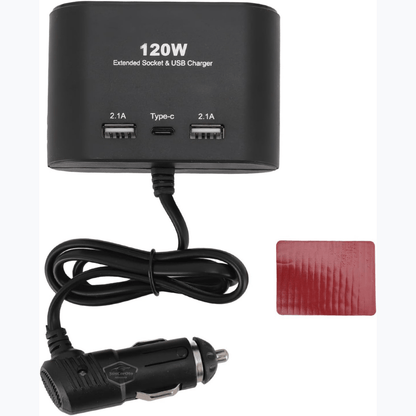 Conector de mechero triple universal 120W, multiplicador de mechero con 2 USB y 1 Tipo-C, cargador de coche, divisor de mechero 12V/24V ONT289