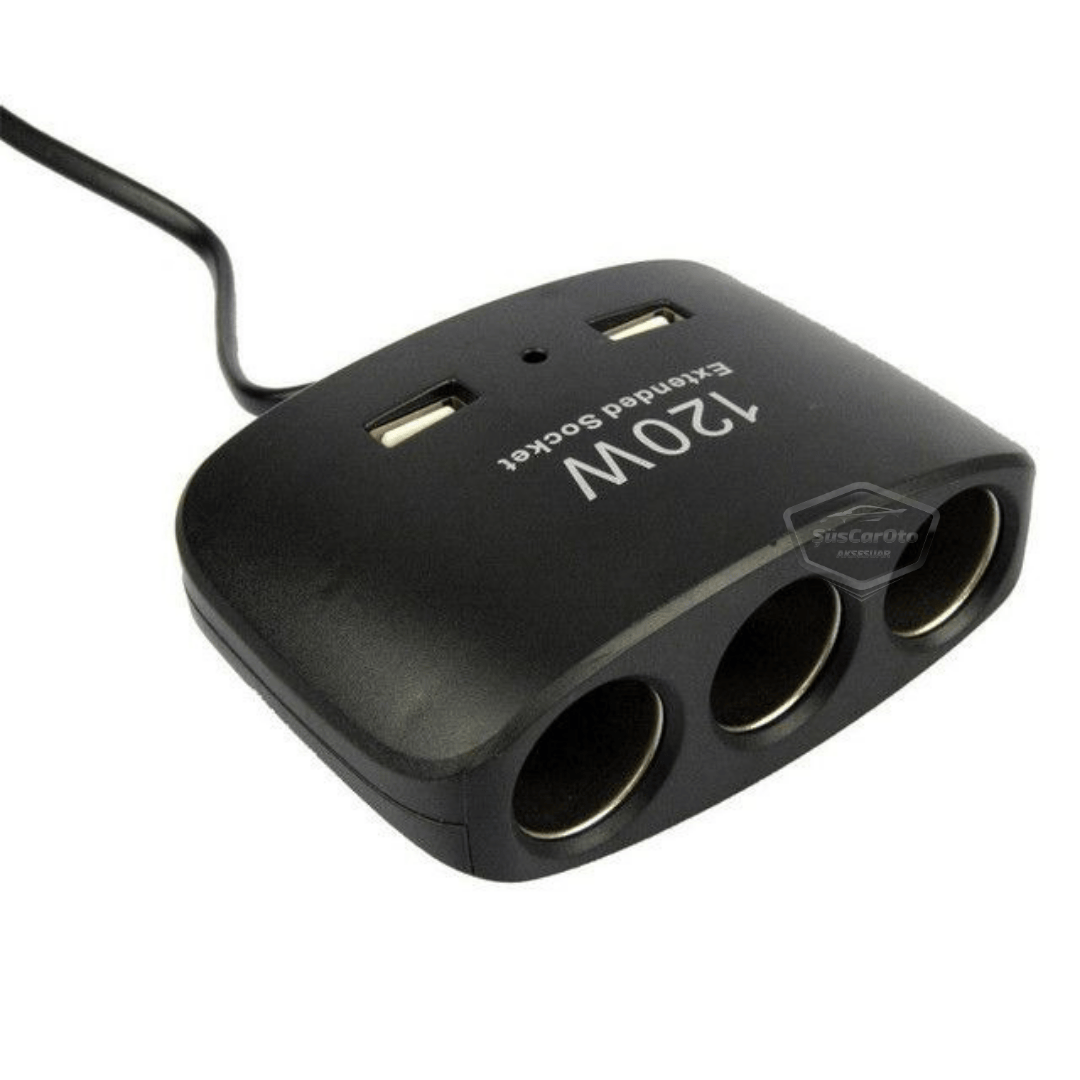Universal 3 en 1, 120 W, Cargador de Coche con 2 Puertos USB, Cargador para Encendedor de Cigarrillos, Multiplicador de Encendedor de Cigarrillos, 12 V/24 V