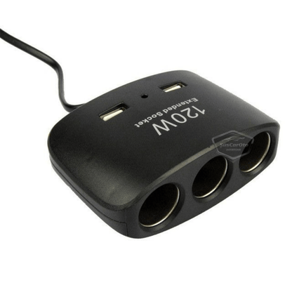 Universal 3 en 1, 120 W, Cargador de Coche con 2 Puertos USB, Cargador para Encendedor de Cigarrillos, Multiplicador de Encendedor de Cigarrillos, 12 V/24 V