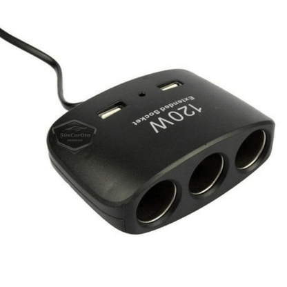 Universal 3 en 1, 120 W, Cargador de Coche con 2 Puertos USB, Cargador para Encendedor de Cigarrillos, Multiplicador de Encendedor de Cigarrillos, 12 V/24 V