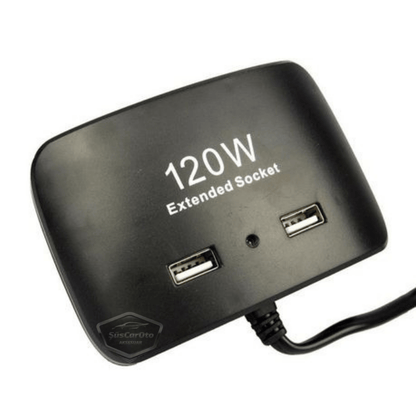 Universal 3 en 1, 120 W, Cargador de Coche con 2 Puertos USB, Cargador para Encendedor de Cigarrillos, Multiplicador de Encendedor de Cigarrillos, 12 V/24 V