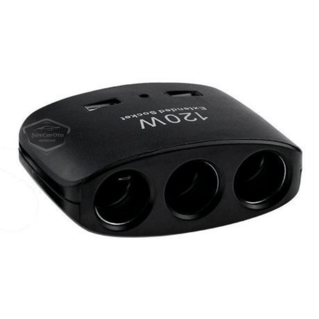Universal 3 en 1, 120 W, Cargador de Coche con 2 Puertos USB, Cargador para Encendedor de Cigarrillos, Multiplicador de Encendedor de Cigarrillos, 12 V/24 V