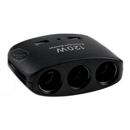 Universal 3 en 1, 120 W, Cargador de Coche con 2 Puertos USB, Cargador para Encendedor de Cigarrillos, Multiplicador de Encendedor de Cigarrillos, 12 V/24 V