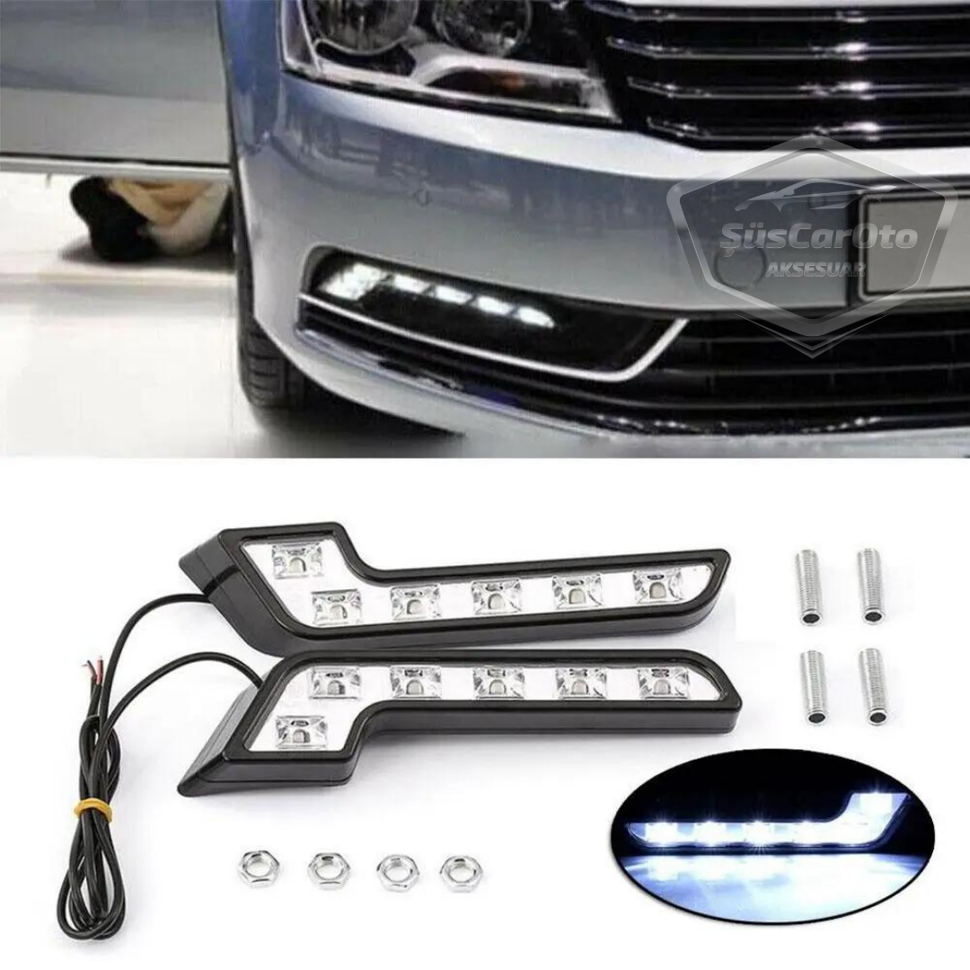Universal 6 LED Mercedes Tipo Luz de día Coche Luz de día DRL LED Lámpara Luz potente 12V Impermeable Blanco 2 Unidades