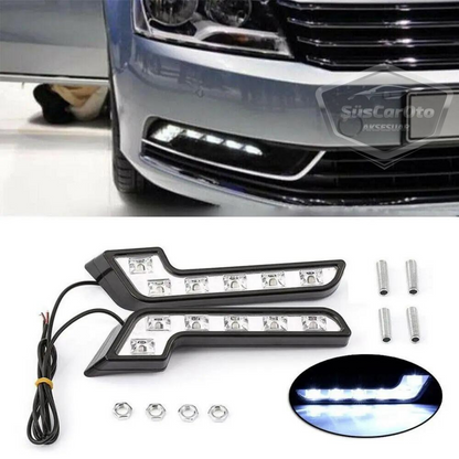 Universal 6 LED Mercedes Tipo Luz de día Coche Luz de día DRL LED Lámpara Luz potente 12V Impermeable Blanco 2 Unidades