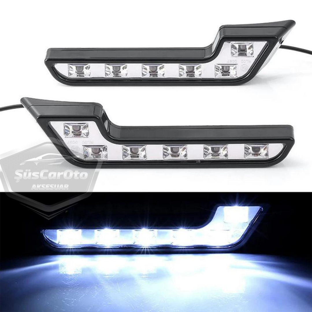 Universal 6 LED Mercedes Tipo Luz de día Coche Luz de día DRL LED Lámpara Luz potente 12V Impermeable Blanco 2 Unidades