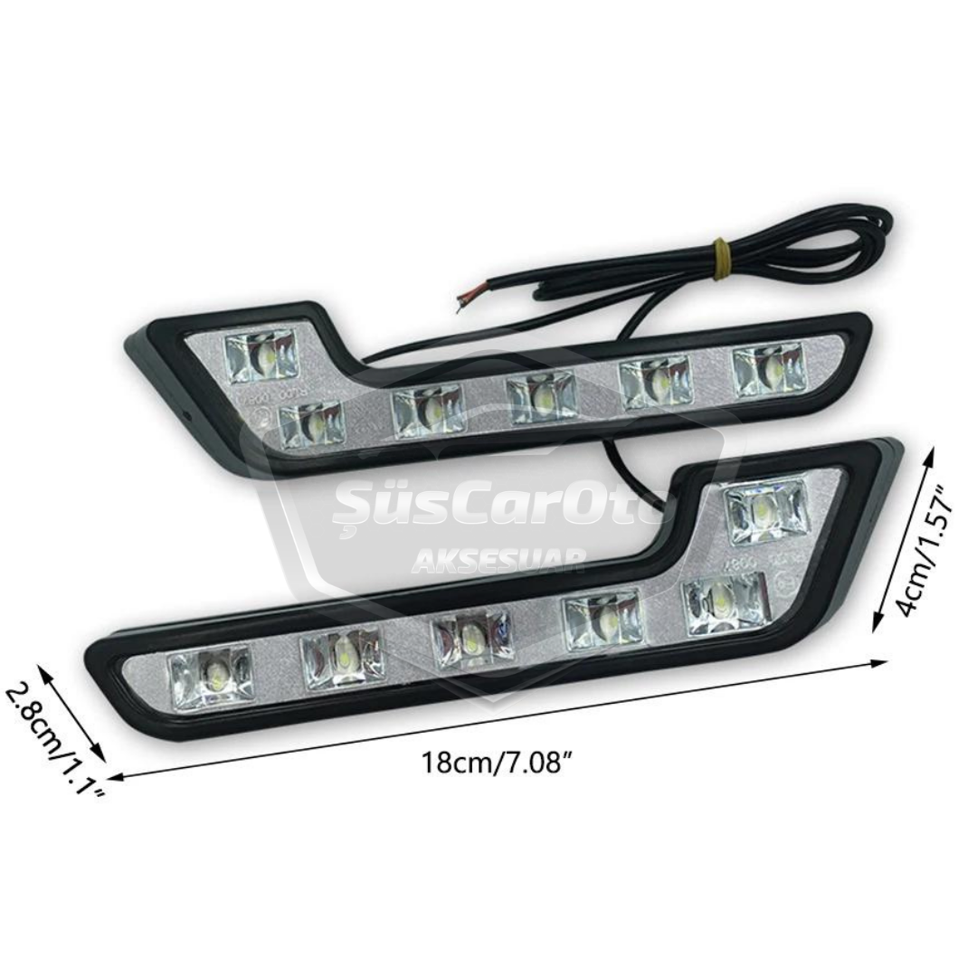 Universal 6 LED Mercedes Tipo Luz de día Coche Luz de día DRL LED Lámpara Luz potente 12V Impermeable Blanco 2 Unidades