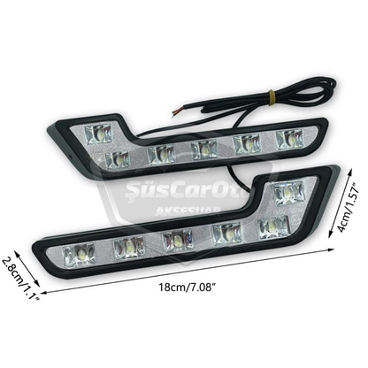 Universal 6 LED Mercedes Tipo Luz de día Coche Luz de día DRL LED Lámpara Luz potente 12V Impermeable Blanco 2 Unidades