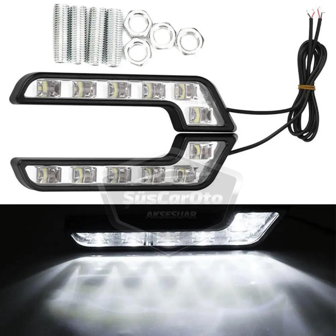Universal 6 LED Mercedes Tipo Luz de día Coche Luz de día DRL LED Lámpara Luz potente 12V Impermeable Blanco 2 Unidades