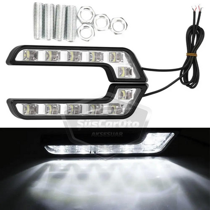 Universal 6 LED Mercedes Tipo Luz de día Coche Luz de día DRL LED Lámpara Luz potente 12V Impermeable Blanco 2 Unidades