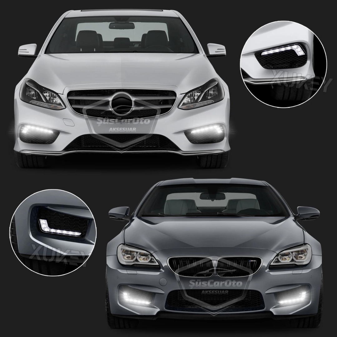 Universal 6 LED Mercedes Tipo Luz de día Coche Luz de día DRL LED Lámpara Luz potente 12V Impermeable Blanco 2 Unidades