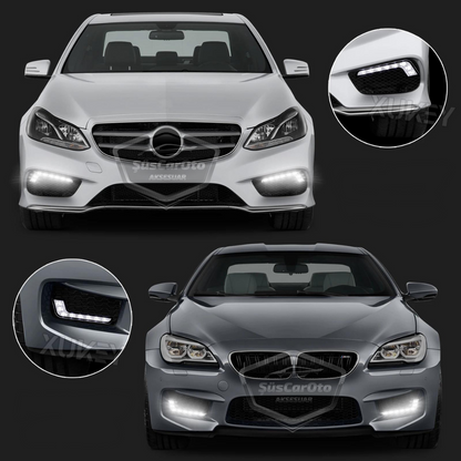 Universal 6 LED Mercedes Tipo Luz de día Coche Luz de día DRL LED Lámpara Luz potente 12V Impermeable Blanco 2 Unidades