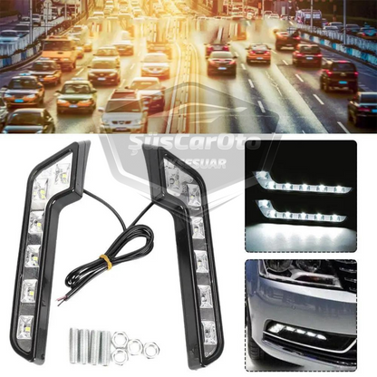 Universal 6 LED Mercedes Tipo Luz de día Coche Luz de día DRL LED Lámpara Luz potente 12V Impermeable Blanco 2 Unidades