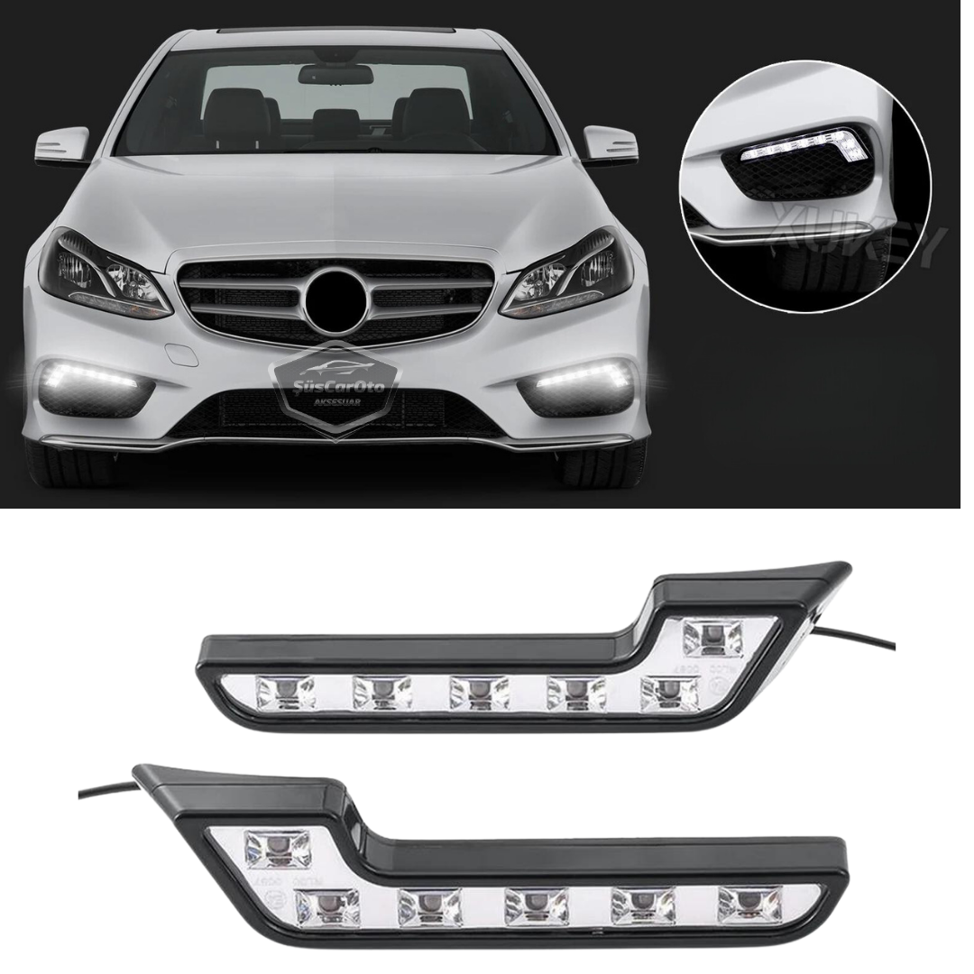 Universal 6 LED Mercedes Tipo Luz de día Coche Luz de día DRL LED Lámpara Luz potente 12V Impermeable Blanco 2 Unidades