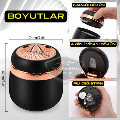 Cenicero de lujo universal a prueba de olores, incombustible, de porcelana con luz de 7 colores, cenicero deportivo sin humo con tapa para coche, cenicero dorado ONK11