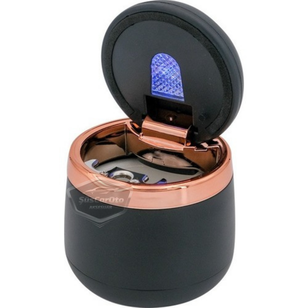Cenicero de lujo universal a prueba de olores, incombustible, de porcelana con luz de 7 colores, cenicero deportivo sin humo con tapa para coche, cenicero dorado ONK11