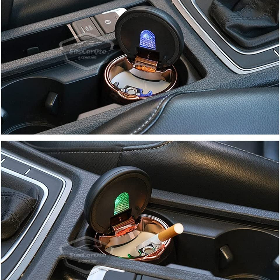 Cenicero de coche de lujo universal de 7 colores con luz de porcelana ignífuga, inodoro, cenicero de coche deportivo sin humo con tapa, cenicero de coche plateado ONK12