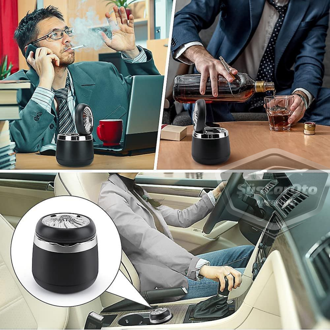 Cenicero de coche de lujo universal de 7 colores con luz de porcelana ignífuga, inodoro, cenicero de coche deportivo sin humo con tapa, cenicero de coche plateado ONK12