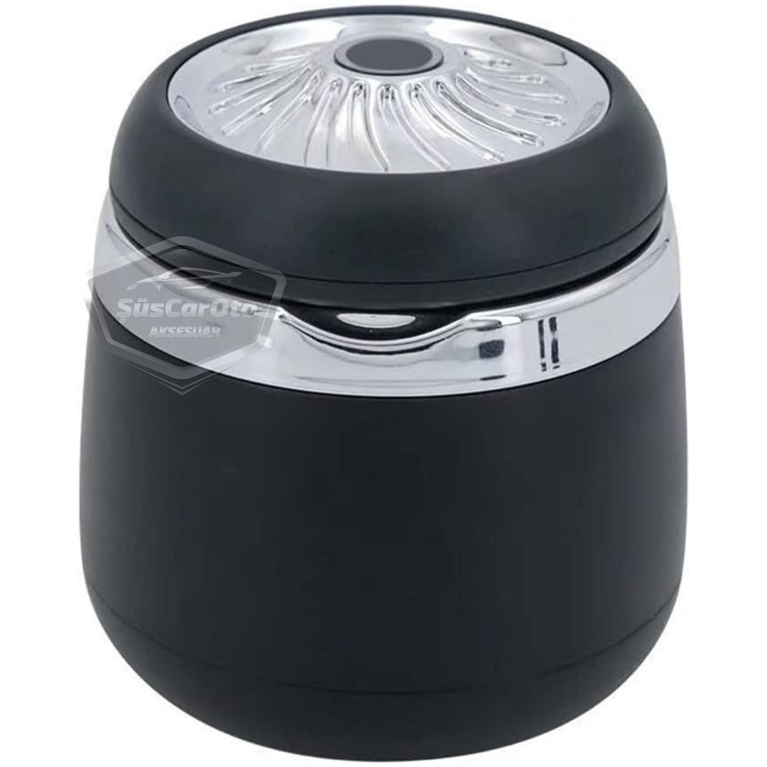 Cenicero de coche de lujo universal de 7 colores con luz de porcelana ignífuga, inodoro, cenicero de coche deportivo sin humo con tapa, cenicero de coche plateado ONK12