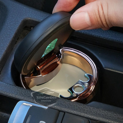 Cenicero de coche de lujo universal de 7 colores con luz de porcelana ignífuga, inodoro, cenicero de coche deportivo sin humo con tapa, cenicero de coche plateado ONK12