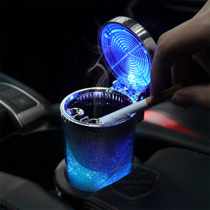 Cenicero de coche de lujo universal con 7 colores LED RGB, con tapa, deportivo, para el interior del coche, ONK14