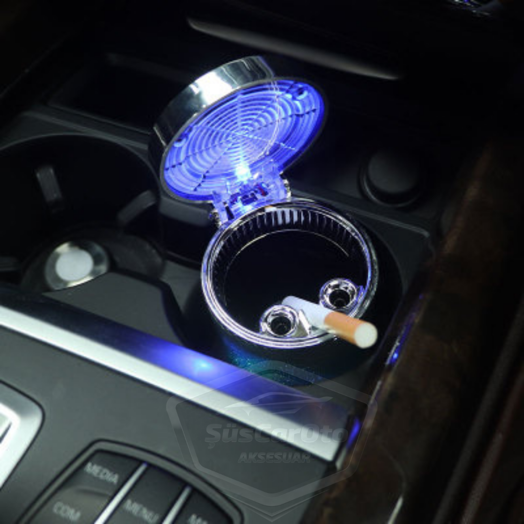 Cenicero de coche de lujo universal con 7 colores LED RGB, con tapa, deportivo, para el interior del coche, ONK14
