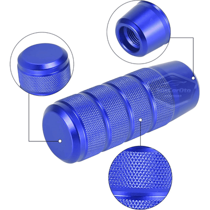Pomo de palanca de cambios universal JDM de metal de 9,5 cm, aspecto deportivo, con adaptador de aleación de aluminio, para cambios automáticos/manuales, color azul