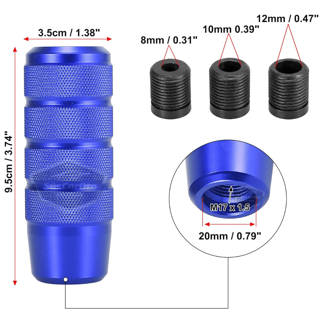 Pomo de palanca de cambios universal JDM de metal de 9,5 cm, aspecto deportivo, con adaptador de aleación de aluminio, para cambios automáticos/manuales, color azul