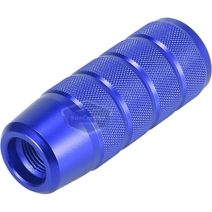 Pomo de palanca de cambios universal JDM de metal de 9,5 cm, aspecto deportivo, con adaptador de aleación de aluminio, para cambios automáticos/manuales, color azul