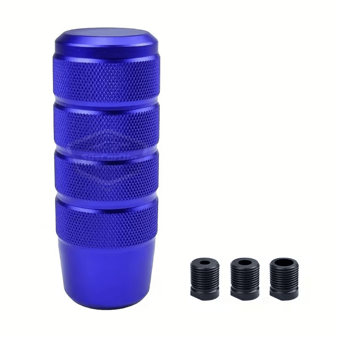 Pomo de palanca de cambios universal JDM de metal de 9,5 cm, aspecto deportivo, con adaptador de aleación de aluminio, para cambios automáticos/manuales, color azul