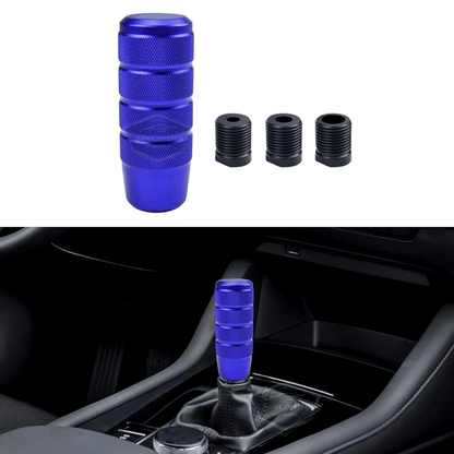 Pomo de palanca de cambios universal JDM de metal de 9,5 cm, aspecto deportivo, con adaptador de aleación de aluminio, para cambios automáticos/manuales, color azul